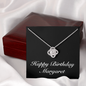 Happy Birthday Margaret v2 - Love Knot Necklace With Mahogany Style Luxury Box