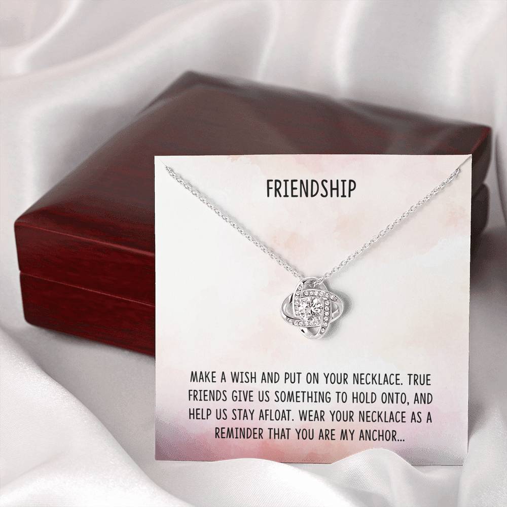 342 - Friendship - Love Knot Necklace With Mahogany Style Luxury Box