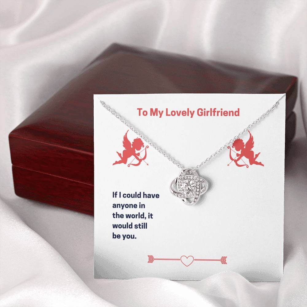 To My Lovely Girlfriend (Valentine's) - Love Knot Necklace With Mahogany Style Luxury Box