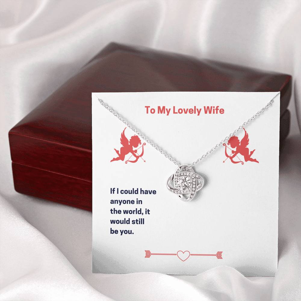 To My Lovely Wife (Valentine's) - Love Knot Necklace With Mahogany Style Luxury Box