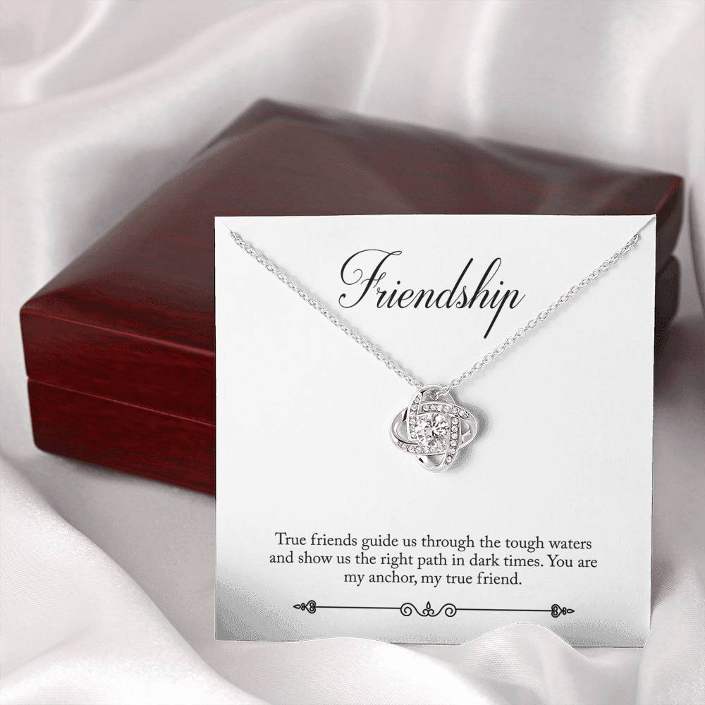 071 - Friendship - Love Knot Necklace With Mahogany Style Luxury Box