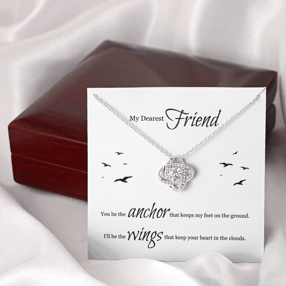 072 - My Dearest Friend - Love Knot Necklace With Mahogany Style Luxury Box