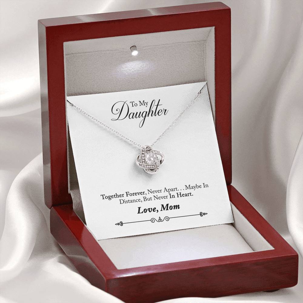 041 - To Daughter From Mom - Love Knot Necklace With Mahogany Style Luxury Box