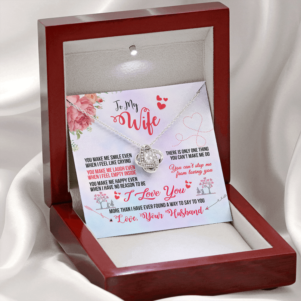 013 To My Wife - Love Knot Necklace With Mahogany Style Luxury Box