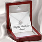Happy Birthday Sarah - Love Knot Necklace With Mahogany Style Luxury Box