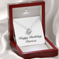 Happy Birthday Patricia - Love Knot Necklace With Mahogany Style Luxury Box