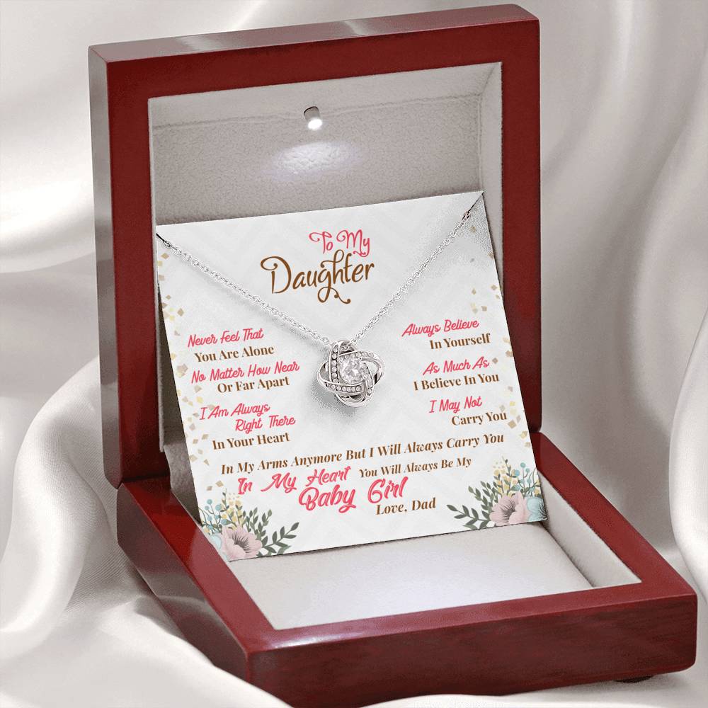 317 - To Daughter From Dad - Love Knot Necklace With Mahogany Style Luxury Box