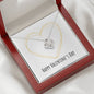 Happy Valentine's Day - Golden Heart - Love Knot Necklace With Mahogany Style Luxury Box