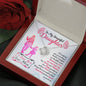 313 - To Daughter From Mom - Love Knot Necklace With Mahogany Style Luxury Box