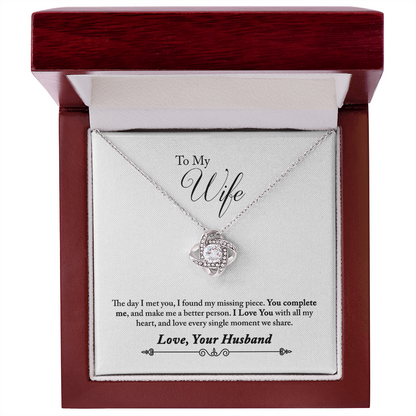 010 To My Wife - Love Knot Necklace With Mahogany Style Luxury Box