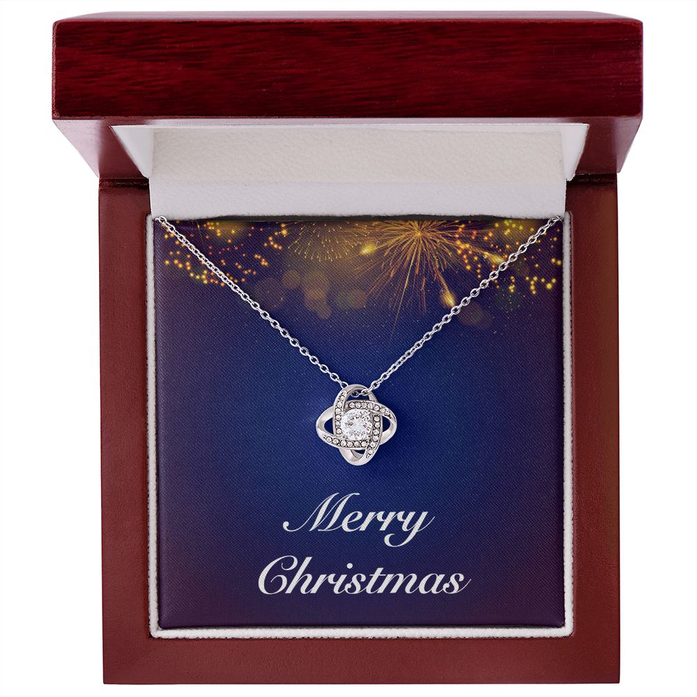 Merry Christmas v07 - Love Knot Necklace With Mahogany Style Luxury Box