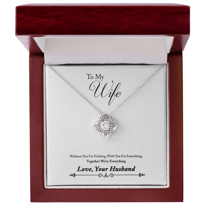 007 To My Wife - Love Knot Necklace With Mahogany Style Luxury Box