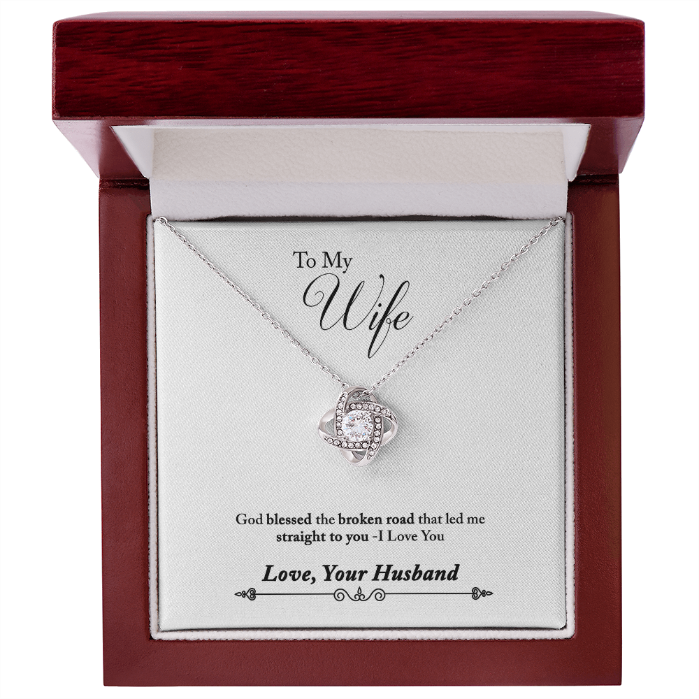 006 To My Wife - Love Knot Necklace With Mahogany Style Luxury Box