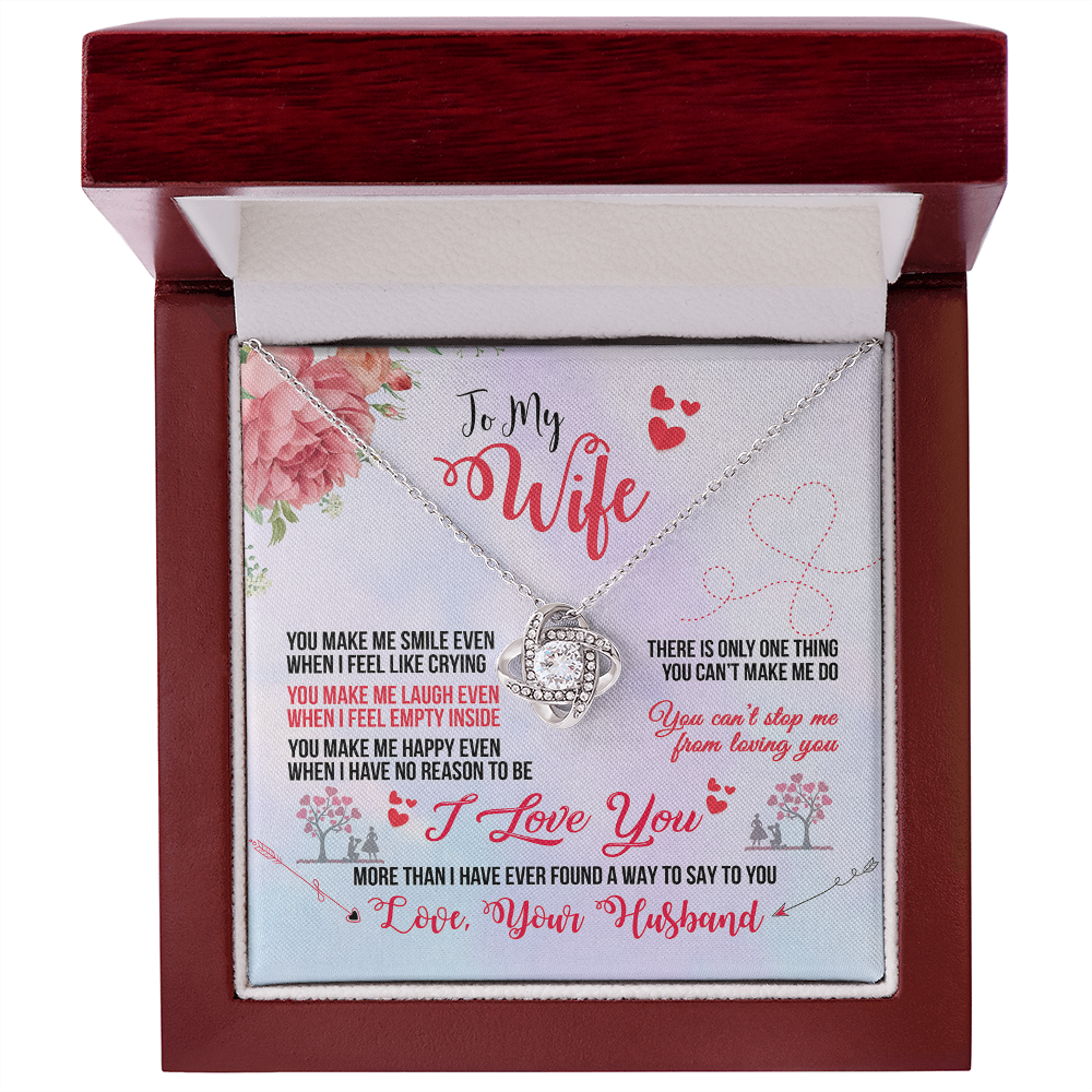013 To My Wife - Love Knot Necklace With Mahogany Style Luxury Box