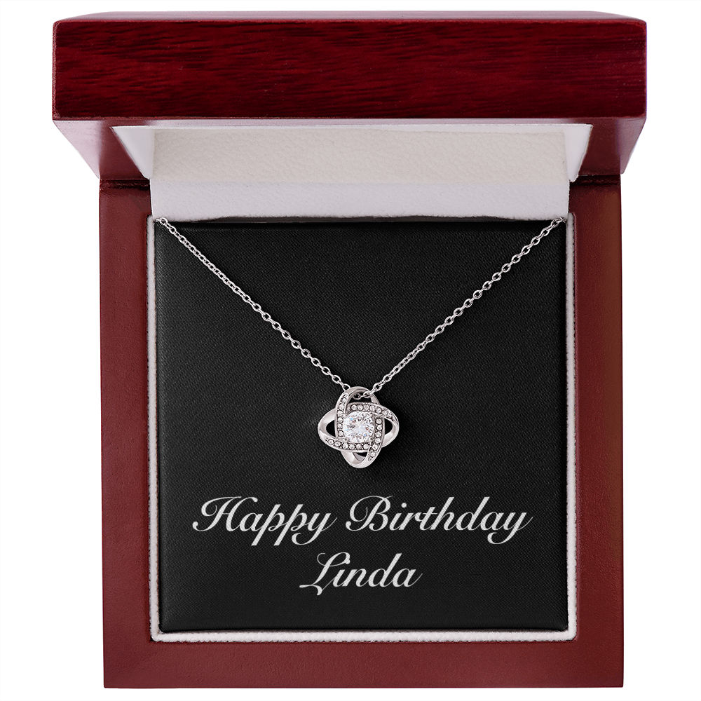 Happy Birthday Linda v2 - Love Knot Necklace With Mahogany Style Luxury Box