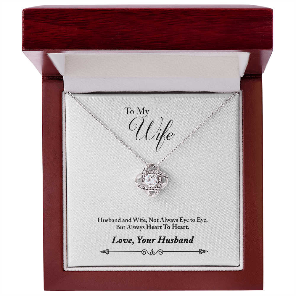 009 To My Wife - Love Knot Necklace With Mahogany Style Luxury Box