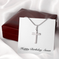 Happy Birthday Susan - Stainless Steel Cross Necklace With Mahogany Style Luxury Box