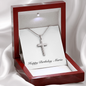 Happy Birthday Maria - Stainless Steel Cross Necklace With Mahogany Style Luxury Box