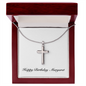 Happy Birthday Margaret - Stainless Steel Cross Necklace With Mahogany Style Luxury Box