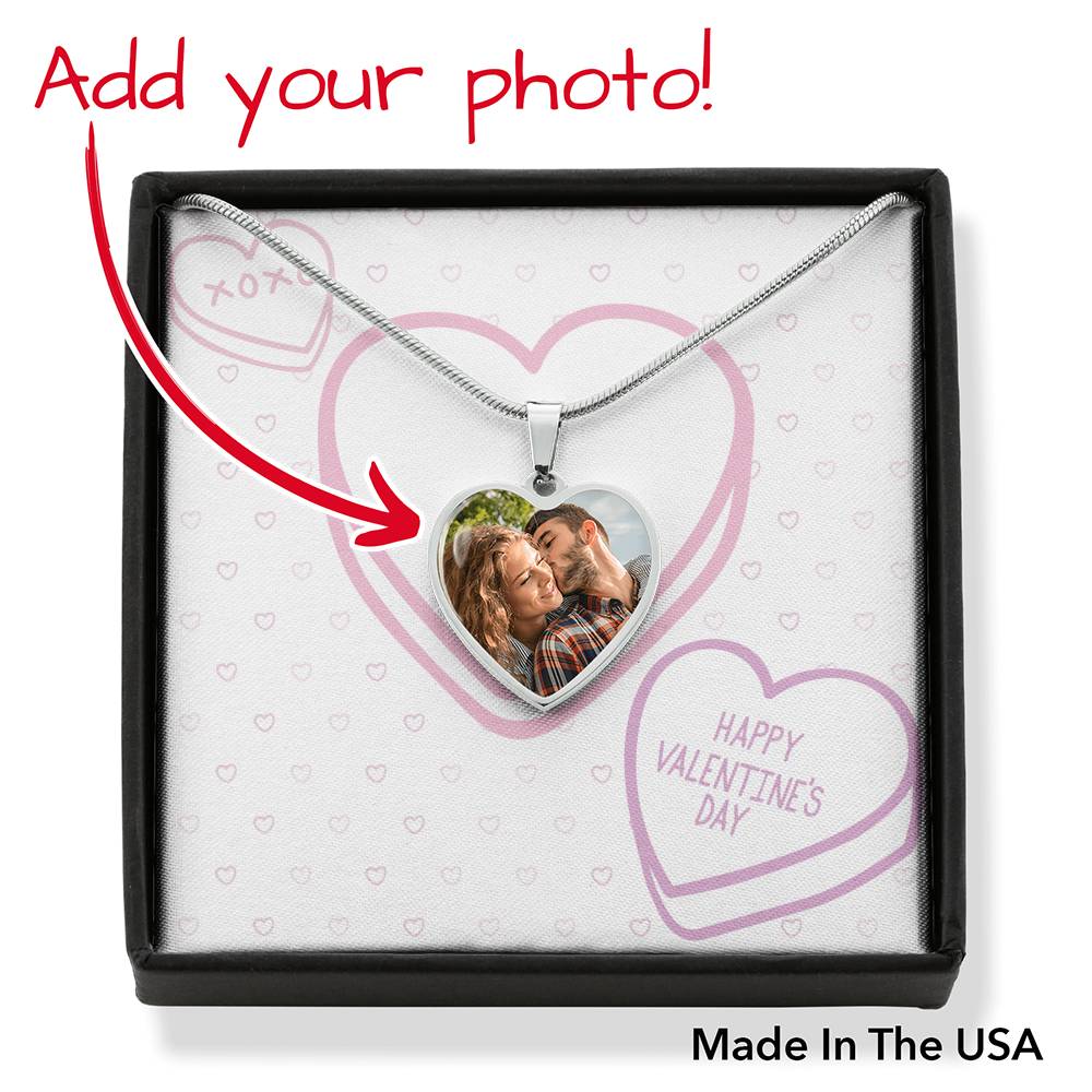 Happy Valentine's Day - Candy Hearts - Buyer Upload Heart Pendant Luxury Necklace