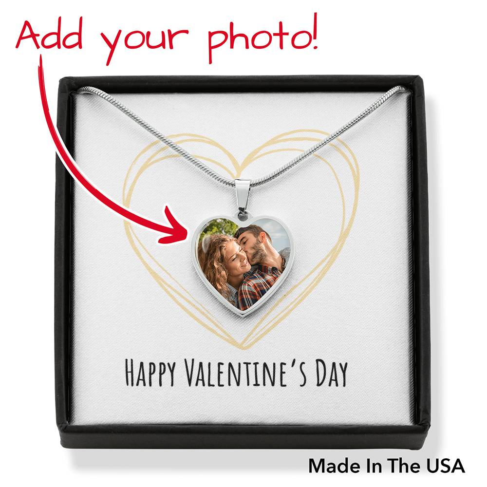 Happy Valentine's Day - Golden Heart - Buyer Upload Heart Pendant Luxury Necklace