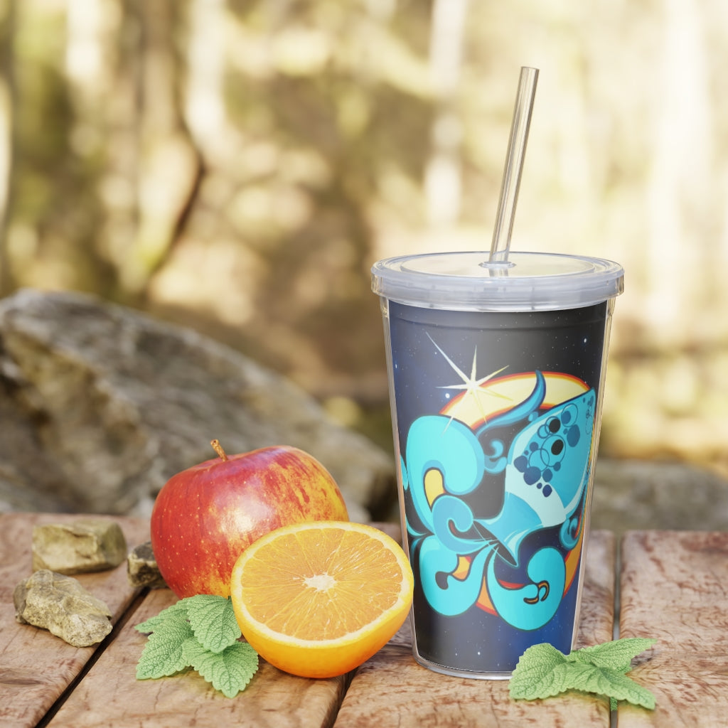 Zodiac Sign Aquarius - 20oz Plastic Tumbler with Straw
