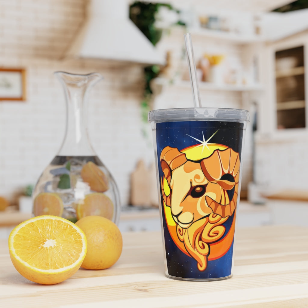 Zodiac Sign Aries - 20oz Plastic Tumbler with Straw