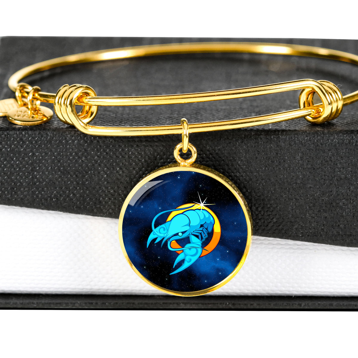 Zodiac Sign Cancer - 18k Gold Finished Bangle Bracelet