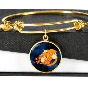 Zodiac Sign Gemini - 18k Gold Finished Bangle Bracelet