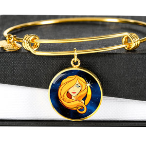Zodiac Sign Virgo - 18k Gold Finished Bangle Bracelet