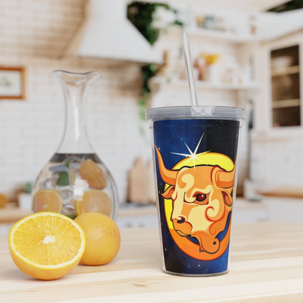 Zodiac Sign Taurus - 20oz Plastic Tumbler with Straw