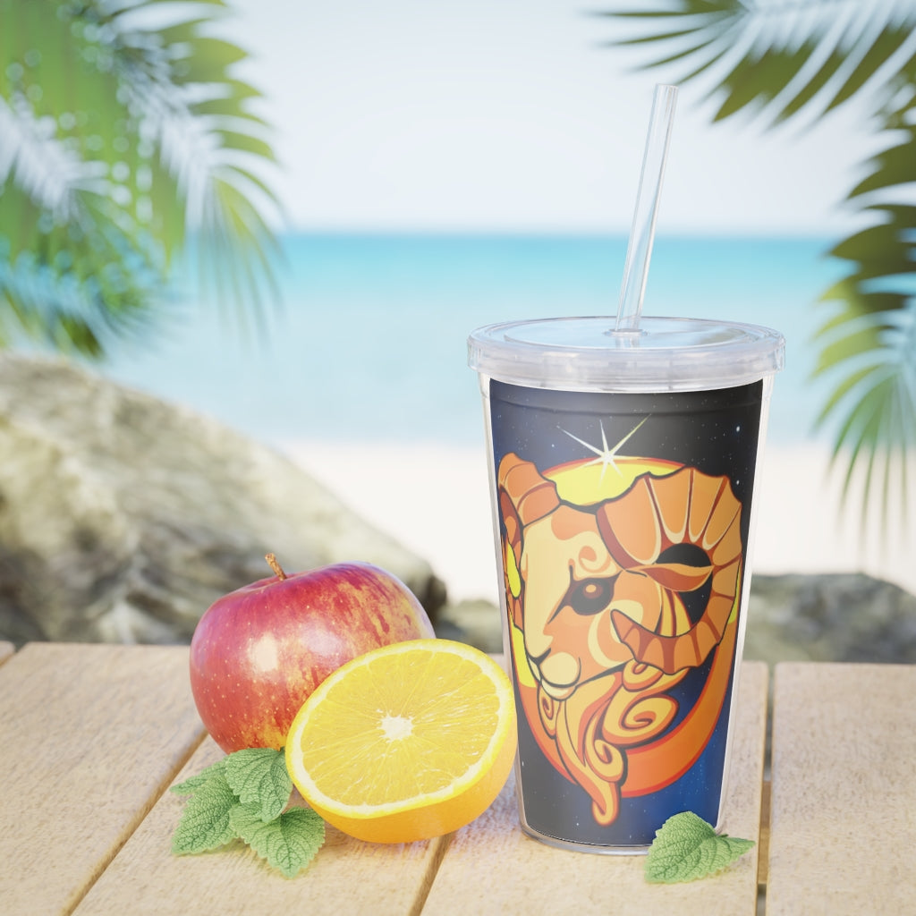 Zodiac Sign Aries - 20oz Plastic Tumbler with Straw