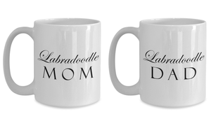 Labradoodle Mom & Dad - Set Of 2 15oz Mugs