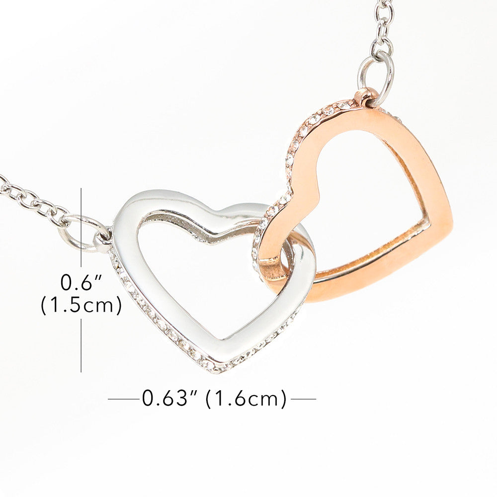 Celebrating 15 Years Anniversary - Interlocking Hearts Necklace With Mahogany Style Luxury Box