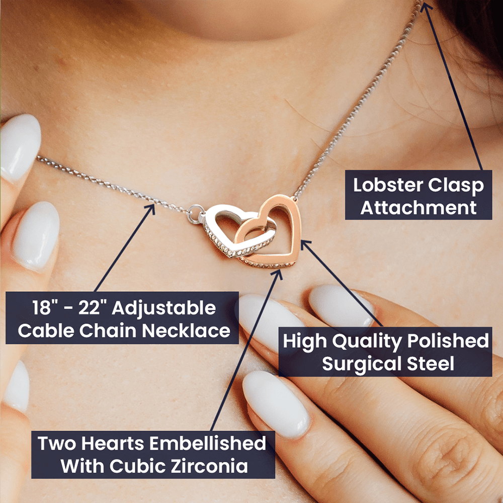 015 To My Wife - Interlocking Hearts Necklace With Mahogany Style Luxury Box