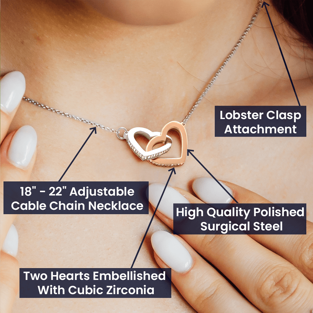 Celebrating 17 Years Anniversary - Interlocking Hearts Necklace With Mahogany Style Luxury Box
