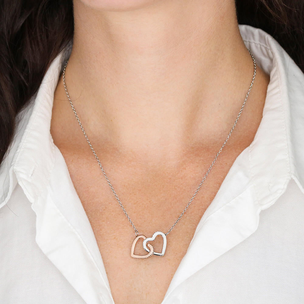 011 To My Wife - Interlocking Hearts Necklace With Mahogany Style Luxury Box