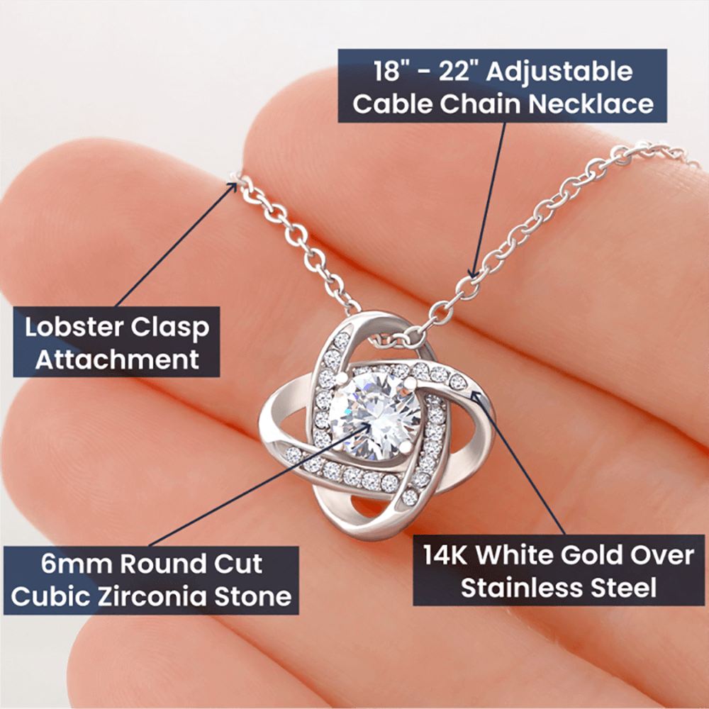 017 To My Wife - Love Knot Necklace With Mahogany Style Luxury Box