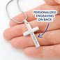 Happy Birthday Dorothy v2 - Personalized Stainless Steel Cross Necklace With Mahogany Style Luxury Box