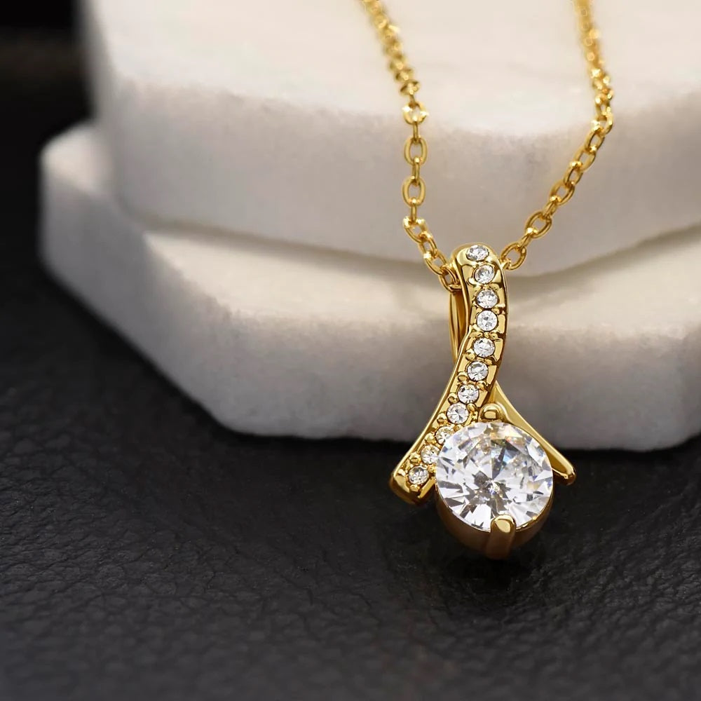 017 To My Wife - 18K Yellow Gold Finish Alluring Beauty Necklace With Mahogany Style Luxury Box