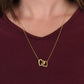 018 Dear Wife, Happy Anniversary - 18K Yellow Gold Finish Interlocking Hearts Necklace With Mahogany Style Luxury Box
